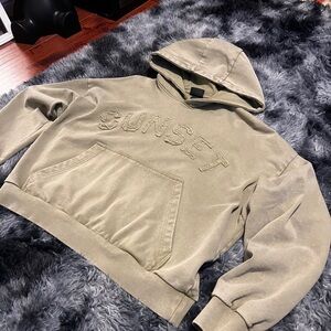 H&M Green Hoodie with Sunset Embroiderd